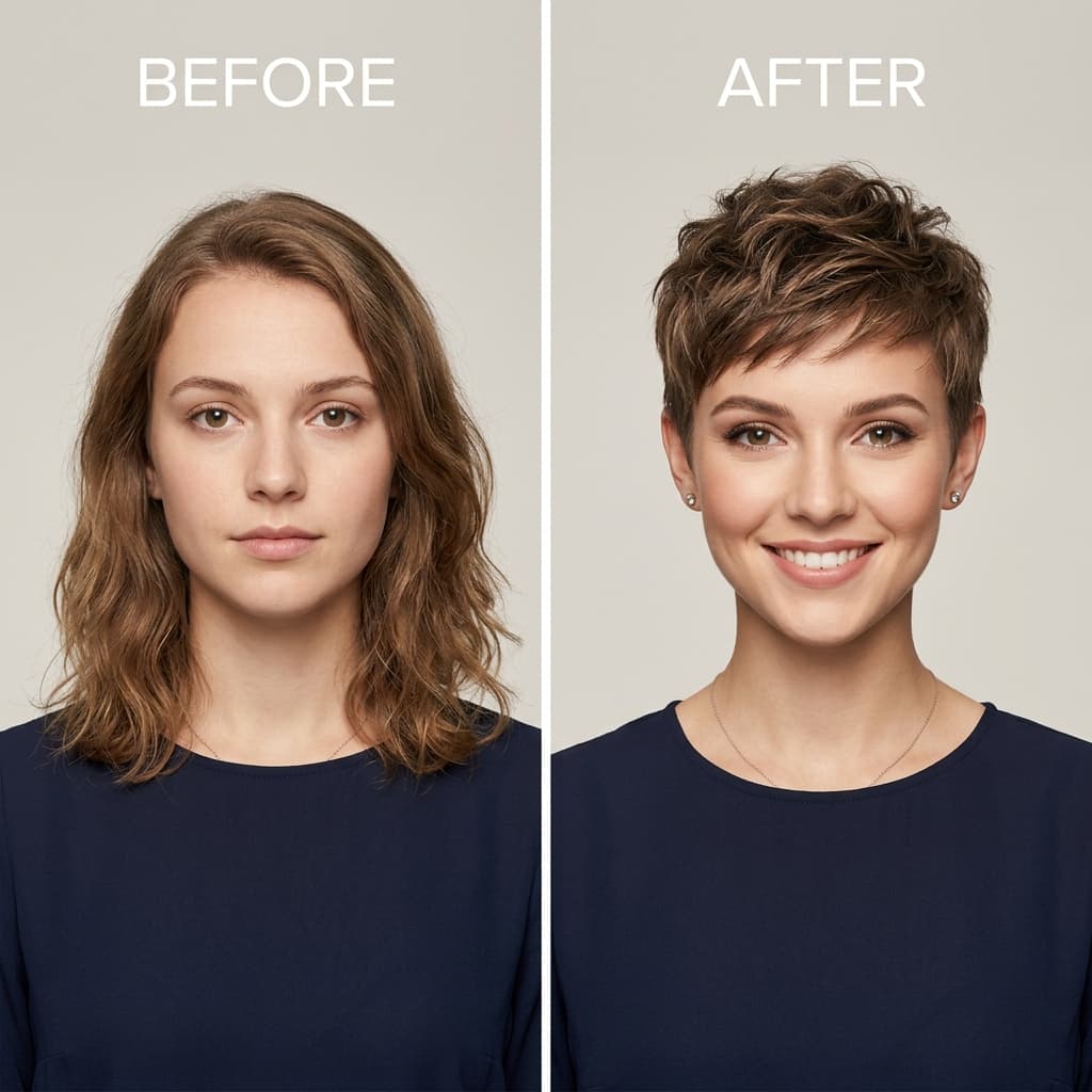 AI preview of pixie cut