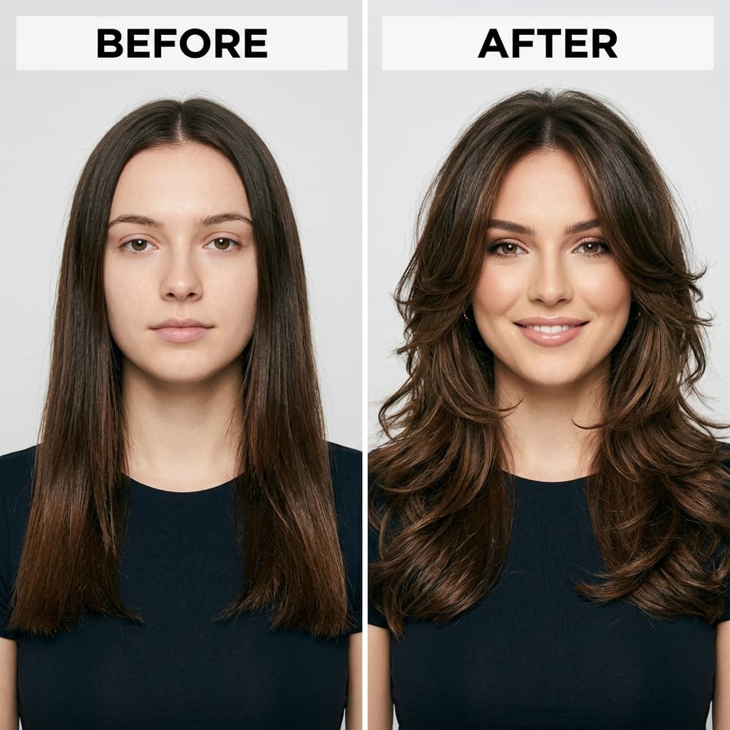 AI preview of layered haircut