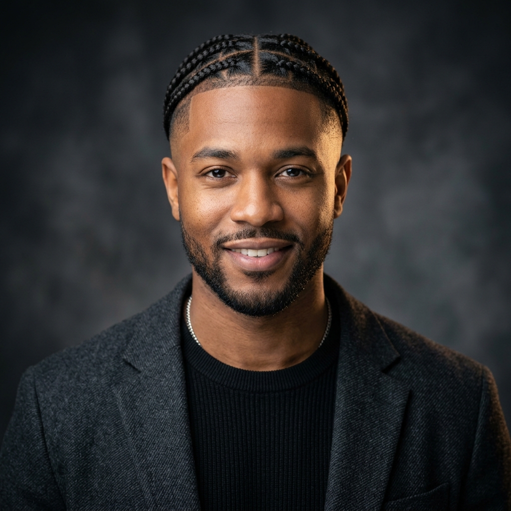 Short Box Braids with Fade