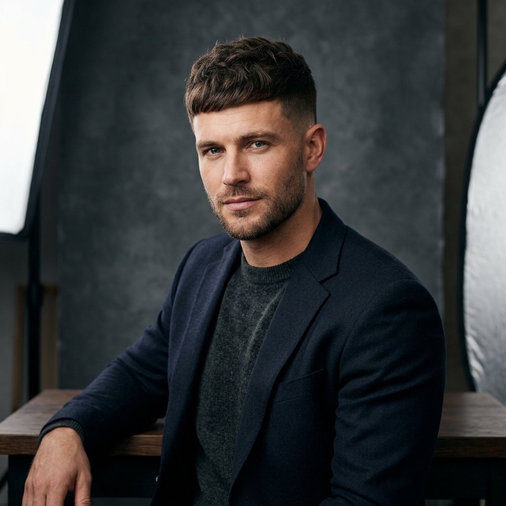 The Textured French Crop on an oval face male