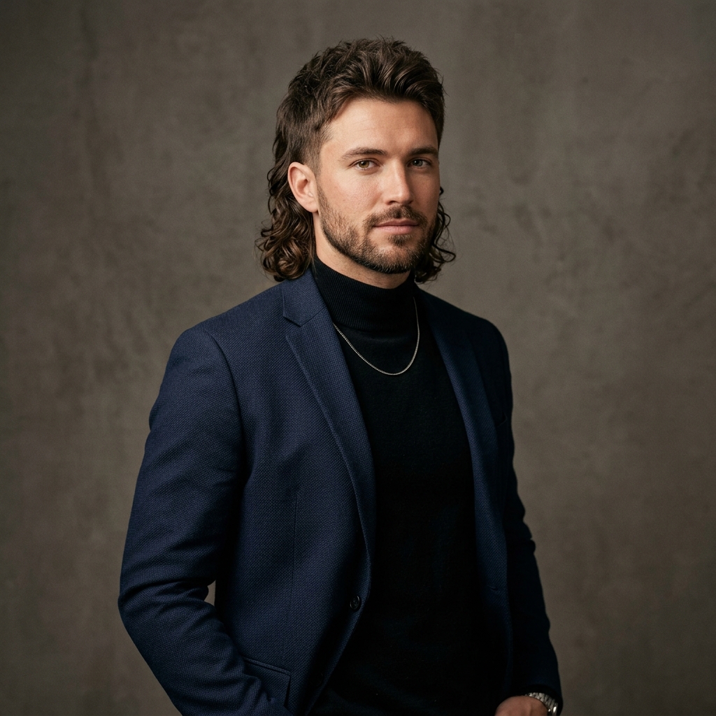 The Modern Mullet on an oval face male