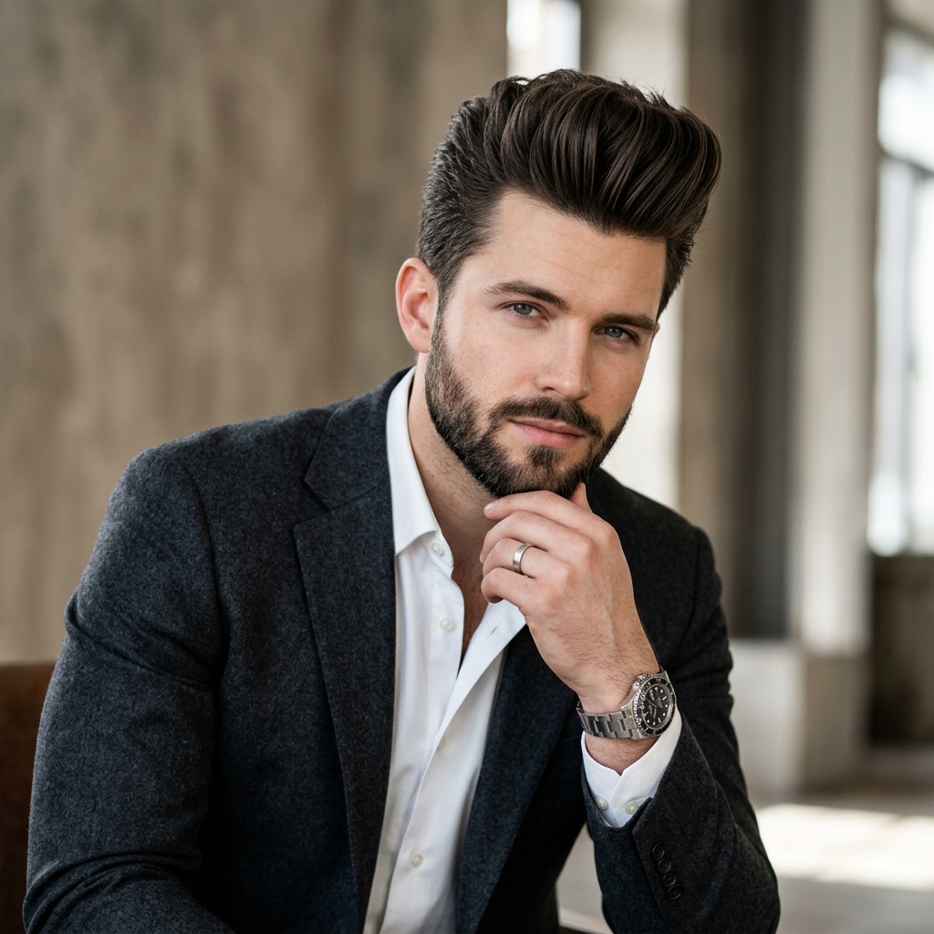 The Classic Quiff on an oval face male