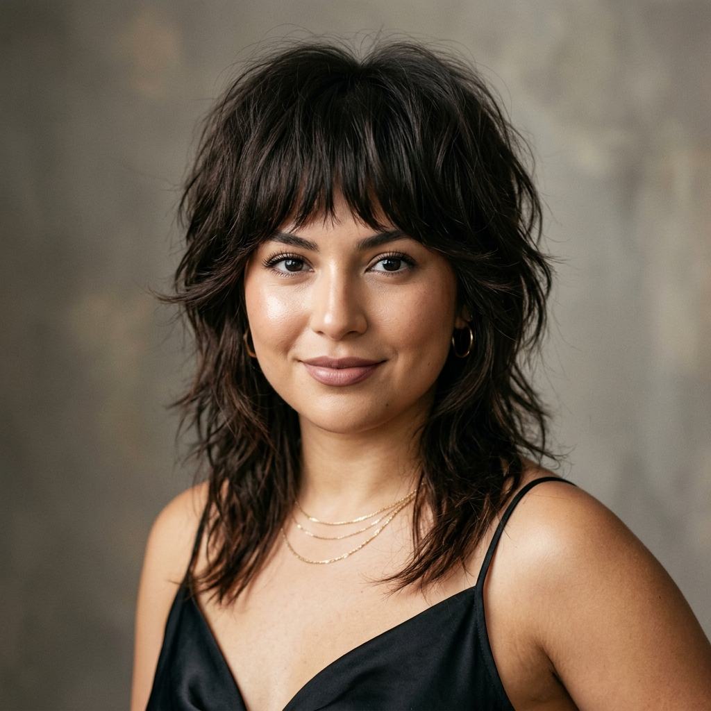 The Modern Wolf Cut on a round face